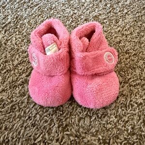 Ugg Pink Baby Booties with Hook-and-Loop Strap